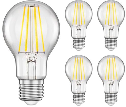 ledscom.de 5 Stück E27 LED Leuchtmittel, A60, warmweiß (2700 K), 7,1 W, 963lm, 3-Stufen-Dimmer