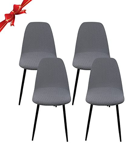 Jaotto Stuhlhussen 4er Set Strech, Esszimmerstühle Bezug Universal Waschbar Abnehmbare,Elegante Stuhlbezug Stuhlabdeckung Antirutsch, Küchenstühle für Büro Esszimmer Wohnzimmer,Diagonale Grau