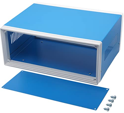 Zulkit Elektronische Gehäuse, blaues Metallgehäuse, Projektgehäuse, DIY-Box, Abzweiggehäuse, Präventivgehäuse, 320 x 268 x 120 mm