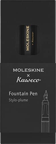 Moleskine x Kaweco Füllfederhalter aus ABS-Kunststoff mit Vergoldeter Feder der Größe M für Schriftsteller, Notizenmacher, Inklusive Blauer Tintenpatrone, Farbe Schwarz