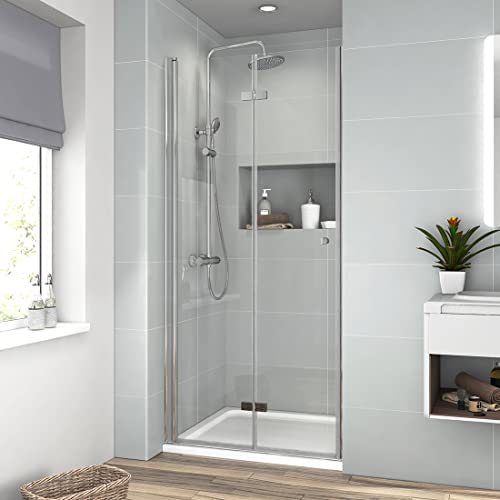 EMKE Duschkabine 75 x 185 cm Duschabtrennung Duschwand Duschtür Dusche Drehtür mit ESG-Sicherheitsglas, 180° Drehfalttür Duschtrennwand