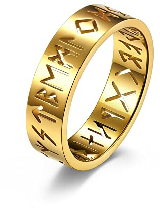 Musihy Edelstahl Ring Frauen, Ringe Damen 52 (16.6) Engagement Ring Gold Wikinger Textausschnitt Schmuck Ringe Damen