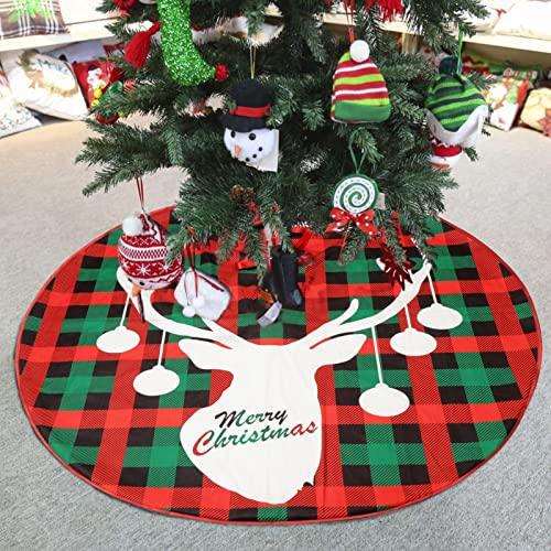 MAADES Weihnachtsbaumdecke Rund 90 cm Weihnachtsbaum Rock aus Baumwolle als Weihnachtsdeko -1-
