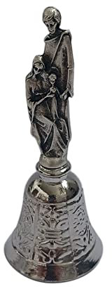 lazzaro italy Campanello Liturgico. Campana Sacra Famiglia placcata argento. Protezione contro le malvagità e le insidie del demonio. Statuina con campanella scacciaspiriti