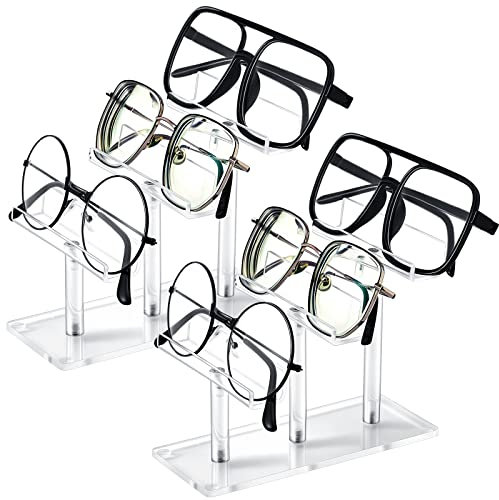 Sintuff Brillen-Ständer, Acryl, transparent, Sonnenbrillen-Organizer, Rahmen, 3 Ebenen, 2 Stück