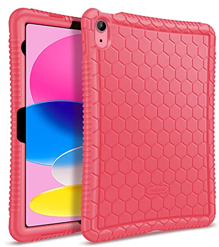 Fintie Funda de Silicona para iPad 11ª Gen 2025 (A16) 11 Pulgadas, iPad 10ª Gen 10.9 Pulgadas (2022) - Carcasa Ligera de Silicón Antideslizante y Antichoque, Rosa Intenso