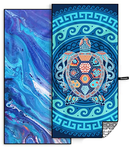 OCOOPA 2er-Pack Mikrofaser-Strandtücher, schnell trocknend, sanddichtes Handtuch, Ultraleicht, saugfähig, weiches und pflegeleichtes Badetuch für Fitness, Reisen, Strand, Schwimmen, Yoga, 178 x 80cm