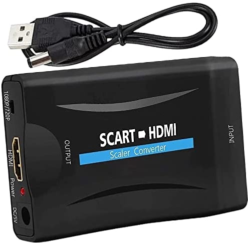 Scart auf HDMI Konverter Scart auf HDMI Adapter Scart zu HDMI Konverter Scart to Hdmi Video Audio Wandler HD 720p/1080p Ausgang für Proiettore Monitor HDTV STB VHS Xbox PS3 Sky Blu-ray DVD Wii TV VCR