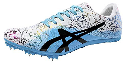 SDEQA Zapatos con Clavos para Pista y Campo Zapatillas Hombre Zapatillas Cómodas para Sprint, Running Adulto Training,Blanco,37 EU