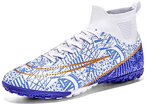 IFIKK Scarpe da calcio da uomo ad alta caviglia antiscivolo TF/AG scarpe da calcio professionali per bambini scarpe da allenamento all'aperto con tacchetti di erba, Tf 5, 42 EU