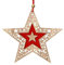 Kaemingk Christbaumschmuck Stern Holz 14cm naturfarben rot - Weihnachtsbaumschmuck Weihnachtsanhänger