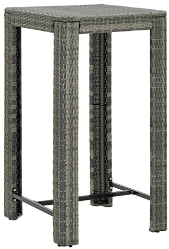 FIRBNUS Gartentisch Grau 60,5 x 60,5 x 110,5 cm Polyrattan Beistelltisch Bar Bistrotisch Quadratischer Tisch Outdoor Quadratischer Tisch Rattan Tisch Bar Möbel Bar Modern