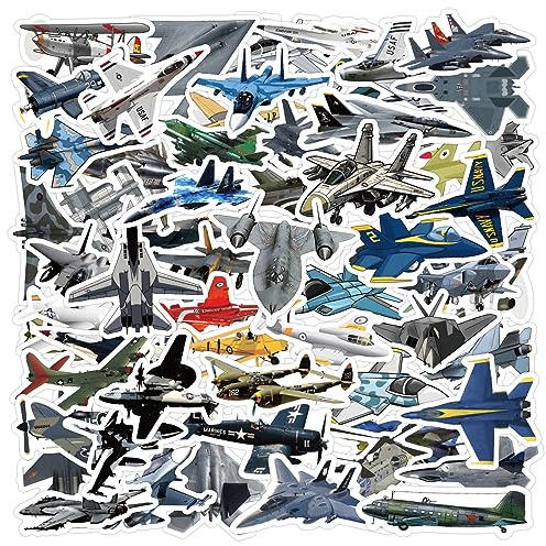 Kämpfer Flugzeuge Aufkleber für Laptop (60 PCS),Geschenk für Kinder Jugendliche Erwachsene Jungen,Kämpfer Flugzeuge Stickers Wasserdicht Vinyl Aufkleber für Scrapbook,Skateboard,Auto,Gepäck