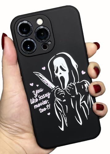 Cool Ghost Face Case for iPhone 14 Pro Max 6.7 inch, Scream Horror Movie Anime Printed, Fashion Cute Skull Skeleton Design for Women Men Boys Girls Soft Silicone Phone Case for iPhone 14 Pro Max