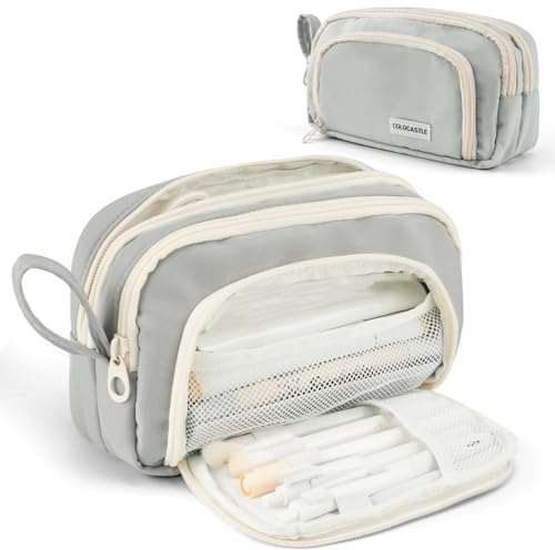 COLOCASTLE Federmäppchen Mäppchen mit 3 Fächer Federtasche große Kapazität Federmappe Mädchen Junge Teenager Erwachsene Schlamppermäppchen Pencil Case mit Tragegriff für Schule Büro