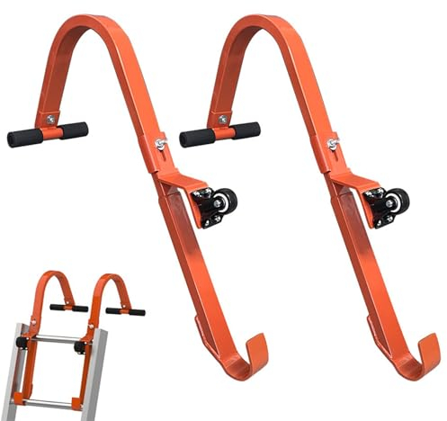 Leiter Dachhaken, Firsthaken aus Stahl mit Rädern und Gummigriff T-Bar,Leiterzubehör Leiter Stabilisator für Dach