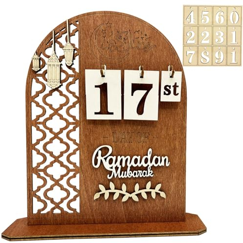 Ramadan Kalender, Eid Mubarak Kalender, Ramadan Dekorationen Countdown-Kalender für Zuhause, Ramadan Dekoration Aus Holz, Ramadan aus Holz Countdown-kalender Ornament, Ramadan Geschenke für Kinder