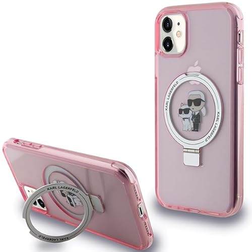 Karl Lagerfeld KLHMN61HMRSKCP Hülle für iPhone 11 / Xr 6.1 Rosa hardcase Ring Stand Karl&Choupettte
