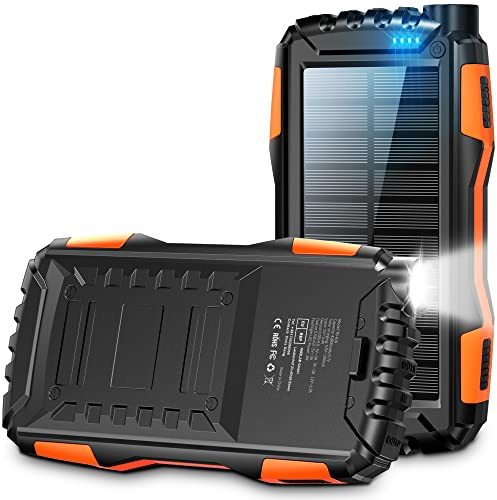 Power Bank 46800mAh Large External Battery Pack Phone Charger, USB-C PD18W&QC3.0 Fast Charging, 3 Charging with LED Display, Outdoor Solar Charger, Super Bright Flashlight, for iPhone/Samsung/Tablet