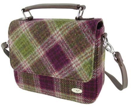 Glen Appin Harris Tweed Thurso Umhängetasche mit Tragegriff oben LB1214, Col 125 Heather Check, M