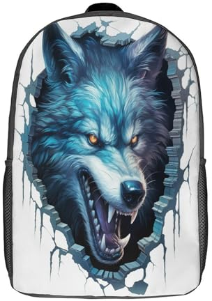 CTAMM Wolf Schülerrucksäcke Für Mädchen Jungen, Grundschultaschen, Kinderrucksack,leichte Büchertasche, Wildlife Teenager Tagesrucksack, Grosse Kapazität Rucksack 17inch