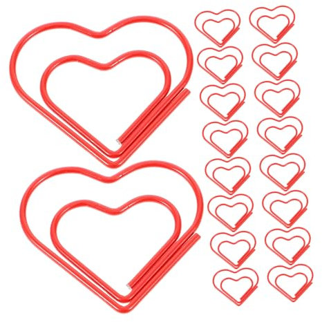 EXCEART 100st Herz Büroklammern Herzclips Scrapbook-büroklammern Lesezeichen Kleine Büroklammern Clips in Herzform Schulmaterial Für Lehrer Mini-büroklammern Metall Mode Rot Papierstau