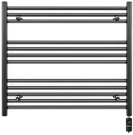 800mm Wide Matt Black Electric Bathroom Towel Rail Radiator Heater With AF Thermostatic Electric Element UK Pre-Filled (800 x 700 mm)