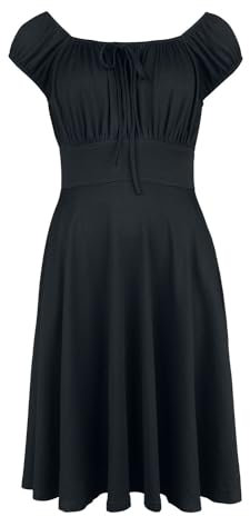 Voodoo Vixen Gathered Neckline Flare Dress Frauen Mittellanges Kleid schwarz XS