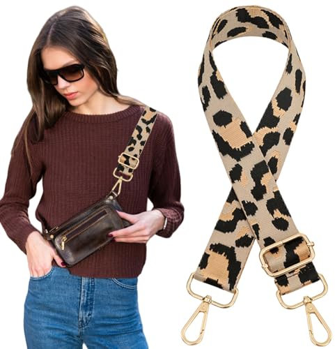 Traziewell Gurt für Schultertaschen Boho Verstellbar Schultergurt für Taschen Breit 3.8cm Taschengurt 80-130cm Tragegurt Schulterriemen mit Karabiner für Taschen Handtaschen 0730