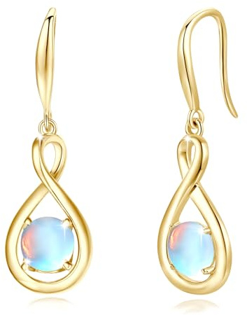 FANCIME Infinity Geburtsstein Ohrringe Hängend für Damen Sterling Silber | vergoldet Unendlichkeit Edelstein Baumelnde Ohrringe feiner Schmuck Weihnachten Jubiläums Geburtstag Geschenke für Frau Mama
