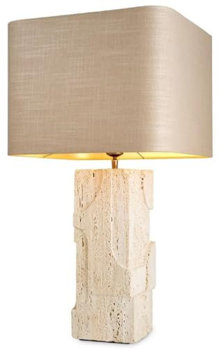 Casa Padrino Luxus Tischleuchte Weiß/Beige H. 76 cm - Luxus Schreibtischleuchten