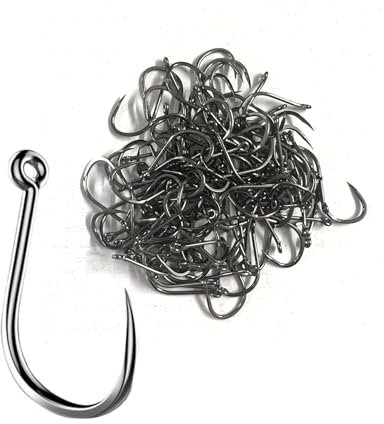 Dingbear 100 Stück Angelhaken Kombi Set Ohne Widerhaken – Angelhaken ohne Widerhaken aus Karbonstahl, Geeignet für Flüsse, Seen, Ozeane und Teiche(Widerhakenlos-8#)