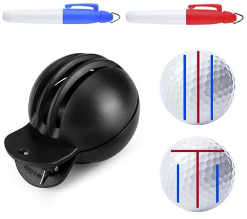 Golf Ball Marker Tool Reversible Design Clear Imprint Ball Alignment Tool | Quick-drying Includes 2 Waterproof Pens Golf Alignment Tool for Beginners Coaches Enthusiasts