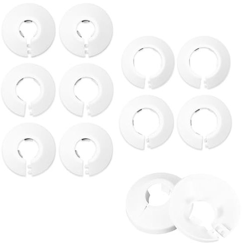 10 Pièce Rosaces Simples de Radiateur,Rosace Radiateur, Cache Tuyau Radiateur,Cache Tuyau pour Radiateur, Couvercle de Trou Mural Sol,pour Chauffage, Couvercle,12/16/20/25/32mm, Blanc