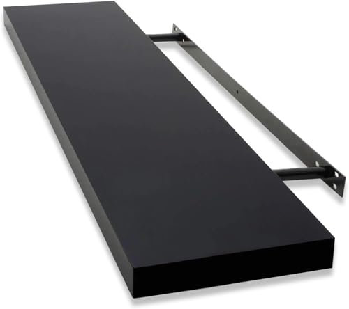 KARAT Étagère Murale Flottante Stockholm - Étagère Suspendue avec Fixation Invisible - bibliothèque, Étagère CD et DVD - matériel de Montage Inclus - 4 cm d'épaisseur, 23 x 60 cm, Noir Mat