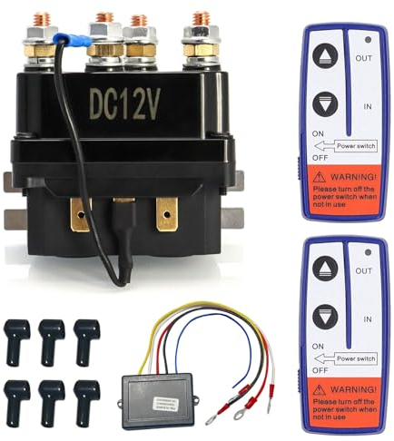 Relè per Verricello 12V, Relè Elettrico per Verricello 250A con 2 Radiocomandi per Verricello Elettrico Set Telecomando Wireless per Verricello AUT UTV 3000-5000 Libbre