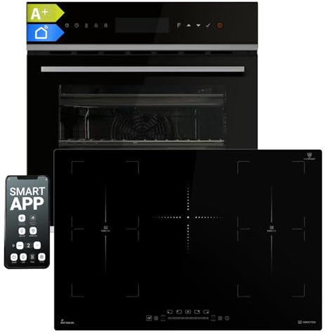 Autarkes Herdset | 60cm Einbaubackofen EB8319PHC | 77cm Induktionskochfeld IH87704RL | Pyrolyse | Pizzafunktion | Grill | Umluft | Heißluft | Timer | Air Fry Gitterrost | SET8319PHCIH877RL