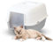 Paluplus Box Lettiera per Gatti Chiusa, Misura 48x38x32 cm, con coperchio apribile e porta basculante, Toilette gatti con filtro assorbi odori ai carboni attivi -314F (Grigio)