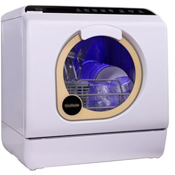 Linmeas-753 Dishwasher - Countertop Dishwasher with 5 Wash Programs, Stainless Steel, Perfect for Apartments & RVs
