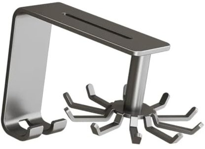 Soporte de Utensilios Cocina con 10 Ganchos, Organizador de Almacenamiento sin Perforaciones para Cocina/Baño/Armario, Ganchos para Utensilios de Cocina Giratorios 360°