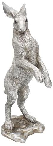 The Leonardo Collection Reflections Silver Standing Hare Figurine For Home & Office | Home Decor Ornaments Gift For Women & Men | Beautiful Figurine For Indoor & Outdoor | Living Room Decor Ornaments