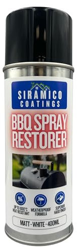 All in One Primerless BBQ, Firepit & Smoker Spray Paint Restorer | High Temperature Paint Formula up to 1000°C | Matt Black, Red or White | 400ml (1, Matt White)