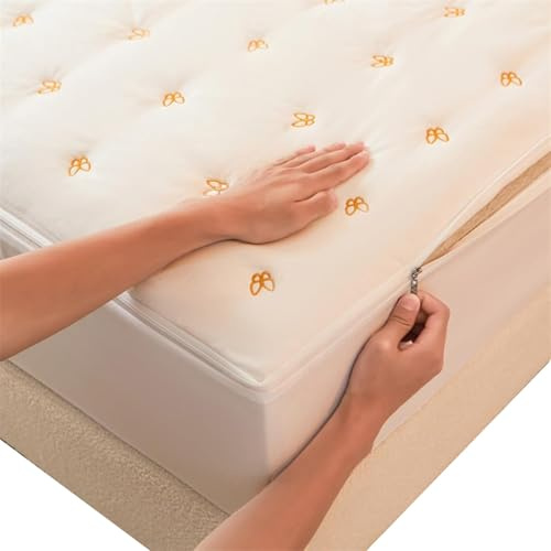 AQIGR Matratzenbezug für Matratzen 90 x 200 140x200 160x200 120x200 180 x 200cm 4-Seitiger mit Reißverschluss Gegen Milben Matratzenschoner, Atmungsaktive Matratzenauflage(Weiß,220x240+20cm)