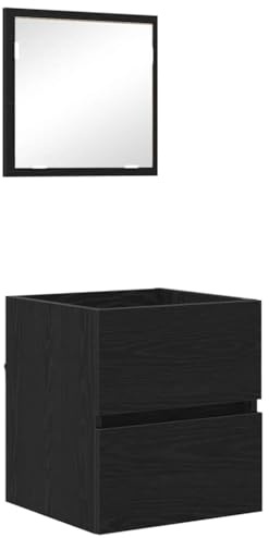 vidaXL Badezimmerschrank Schwarz Eichen-Optik 41 x 38,5 x 45 cm, Badezimmer-Schrank, moderner Stil, wandmontierter Stauraum, kompakt, funktionaler Spiegel, praktischer Organizer