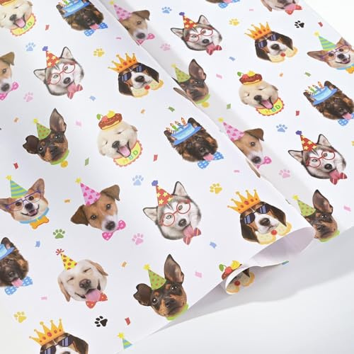 WERNNSAI Hund Geschenkpapier – 6 Blatt Dackel Geschenk Papier Weihnachten Deko Kindergeburtstag Hund Deko Geschenkverpackung Geburtstagsparty Dekorationen 50cm × 70cm