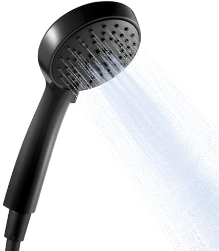 OFFO Shower Head and Hose 1.6m, Handheld Shower Head with 3 Spray Modes, Powerful Boosting Handheld Showerhead for Low Water Pressure, Matte Black