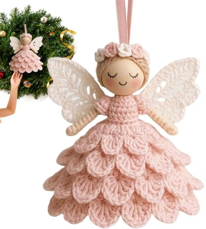 DIYS Häkelengel Ornament Kit, engels Häkeln Bastelset mit Garn für Anfänger, Weihnachtsbaum Häkeln Spielzeug Hängende Ornament, HäCkel Kit FüR AnfäNger,Weihnachtsdekoration für Webenthüter/Liebhaber
