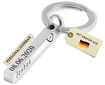 Flanacom Schlüsselanhänger Personalisierbar Ich liebe Dich Geschenke für Freundin Frau Familie Freitext und verschiedene Symbole möglich 6.6 x 2.5 x 0,2 cm