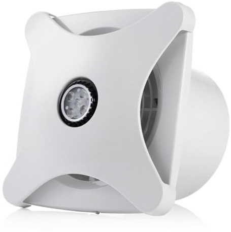 28W Bathroom Ceiling Ventilation Fan with LED Light, Quiet ABS Wall-Mounted Exhaust Air Vent for Toilet and Shower, White