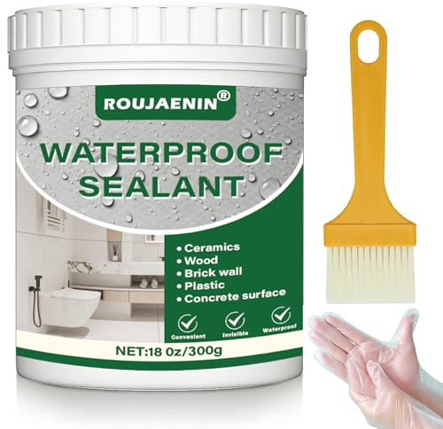 Clear Waterproof Sealant, Anti-Leak Sealer coat For Indoor & Outdoor 300g | Stops & Prevents Leaks Insulation paint for Roof, Bathroom, Tiles, Wood, Patio Grout Sealer, Concrete, Rubber, Plastic
